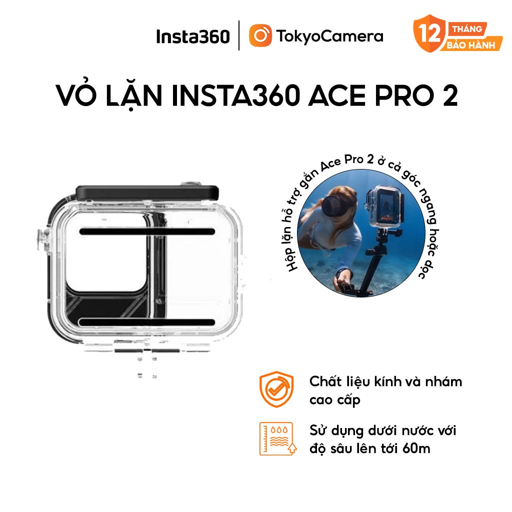 Vỏ lặn Insta360 Ace Pro 2 Dive Case chống nước quay dưới nước, bảo vệ camera, phụ kiện Insta360 Ace 