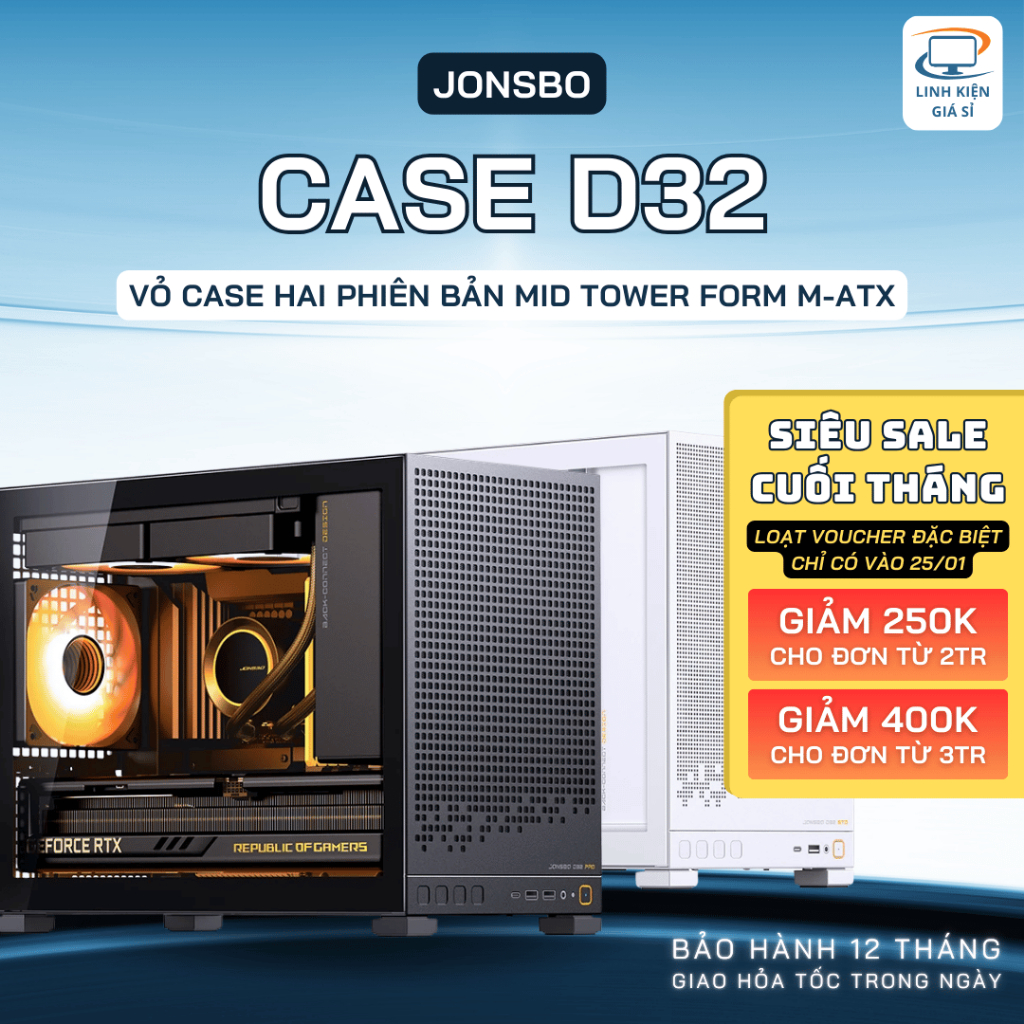 Vỏ Case PC Thùng Máy M-ATX Jonsbo D32 STD D32 PRO Vỏ Máy Tính Mặt Kính Back Plug Mini Tower