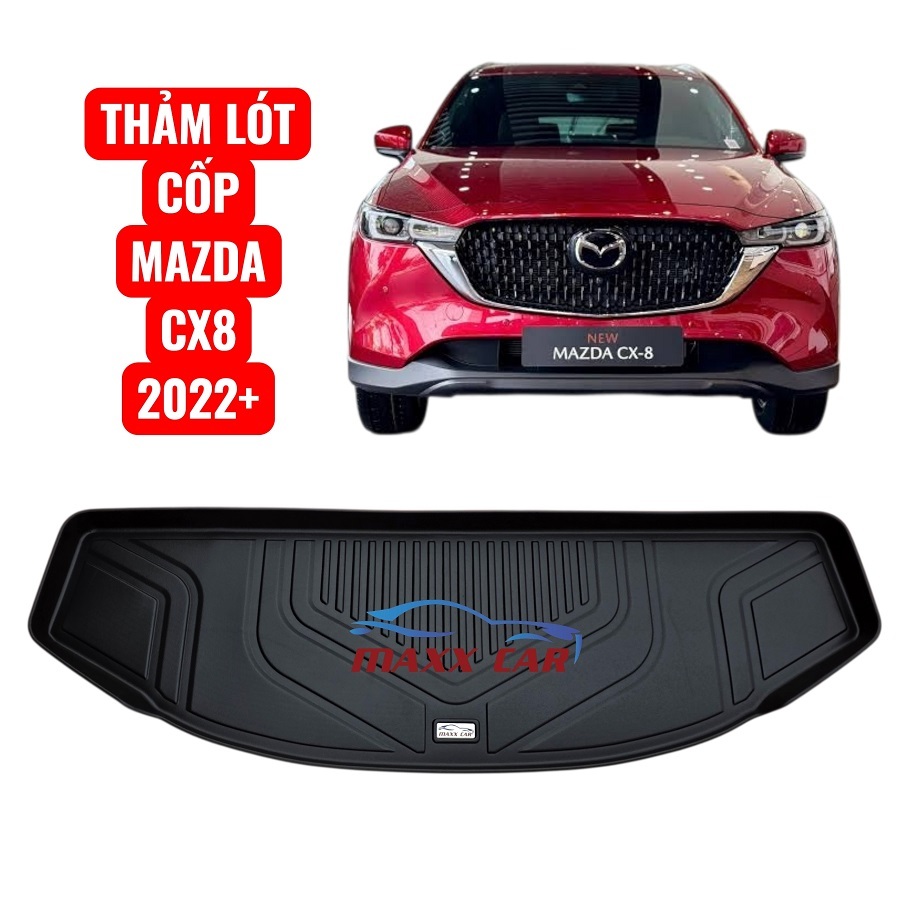 CX8 - Riêng lót cốp MAXXCAR nhựa TPE NGUYÊN SINH đúc 5D tràn viền cho xe MAZDA CX8 2022+