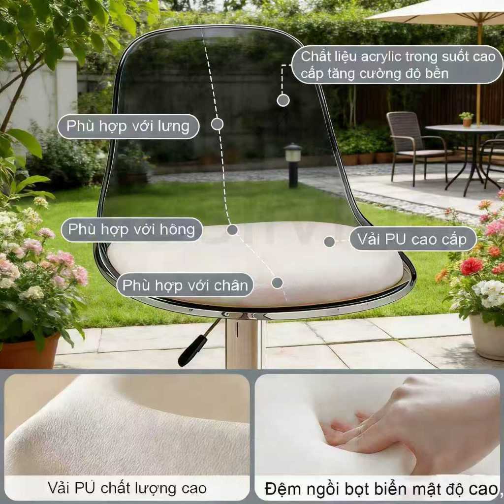 Ghế Bar Eames Hiện Đại Tối Giản | Có Tựa Lưng & Điều Chỉnh Chiều Cao | Phù hợp cho sân vườn và khu vườn | BigBuy360 - bigbuy360.vn