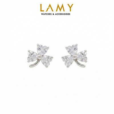 Khuyên tai bạc nữ LAMY Fashion Lucky Three Leaf Clover Silver Earrings 3250 - Khuyên tai bạc ta