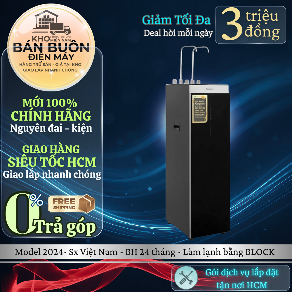 KG12A8 Máy lọc nước Kangaroo RO Hydrogen 12 lõi – Nóng lạnh Block, tạo nước kiềm KG12A8