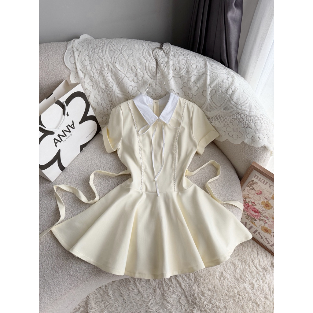 Đầm Kiểu Nữ Phối Cổ Trắng Viền Ren Anna - Naomi Dress