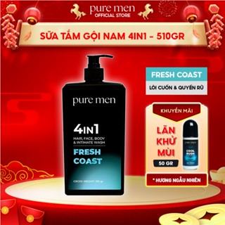 [MUA 1 TẶNG 1] Sữa Tắm Gội Nam 2in1 & 4in1 Pure Men Natural Vegan, Hương Nước Hoa Nam Tính (460ml)
