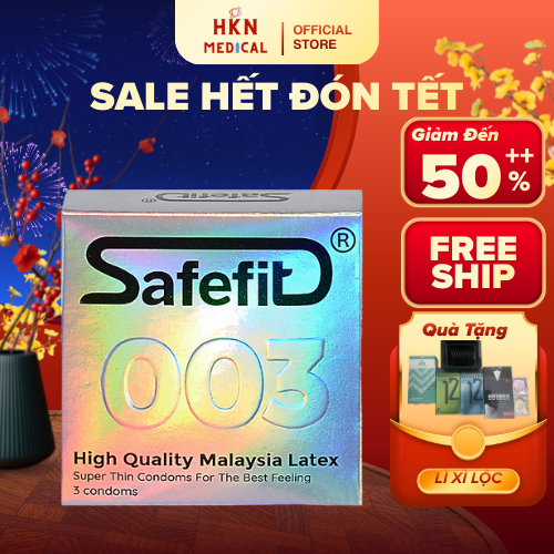 Bao cao su CỰC SIÊU MỎNG Safefit 0.029mm - 3 chiếc ( bạc )