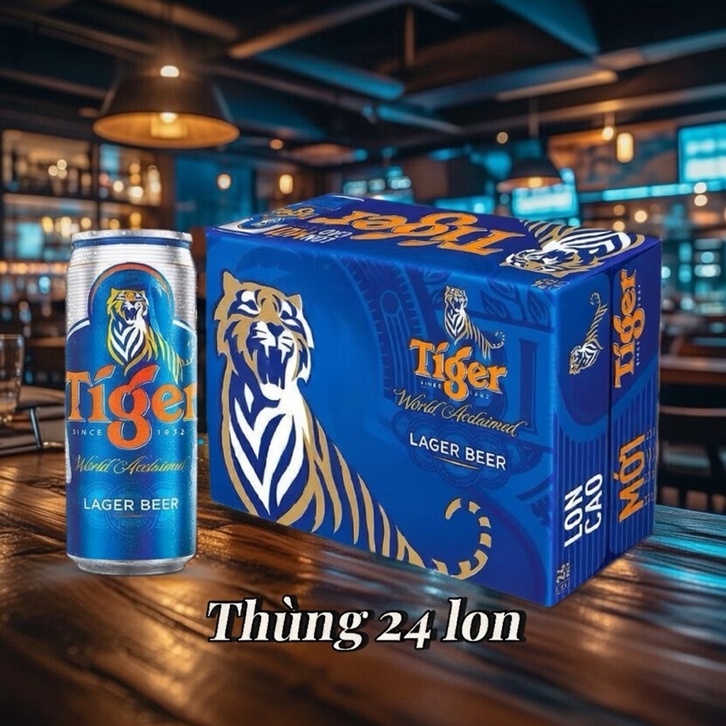 Bia Tiger xanh thùng 24 lon - bia mới lon cao