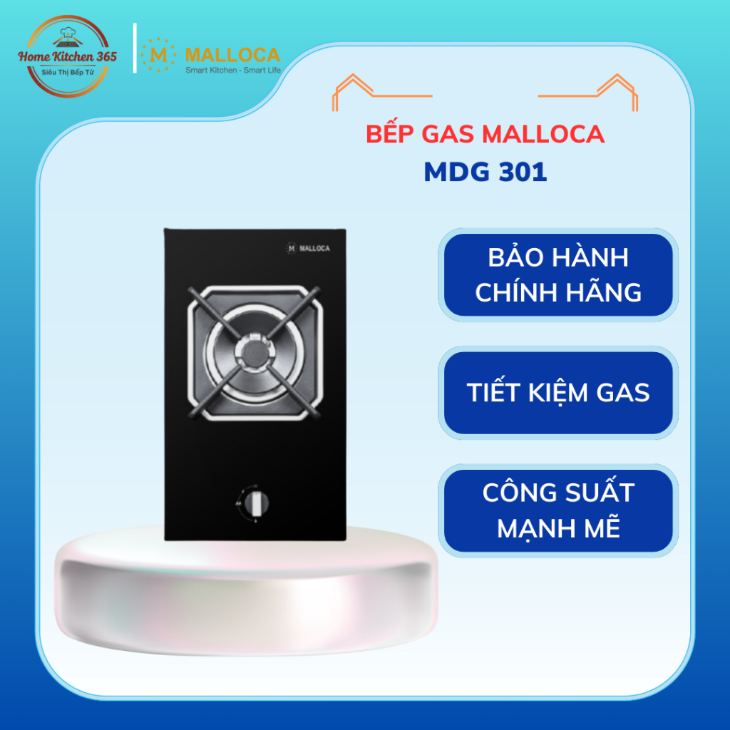 Bếp 1 gas domino Malloca MDG 301 - Thiết Kế Sang Trọng, Đánh Lửa Tự Động