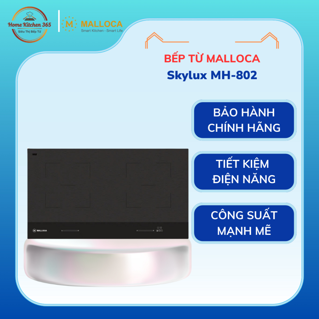 Bếp từ đôi Malloca Skylux MH-802 bảo hành 3 năm - Thiết Kế Sang Trọng, Dùng Bền Bỉ