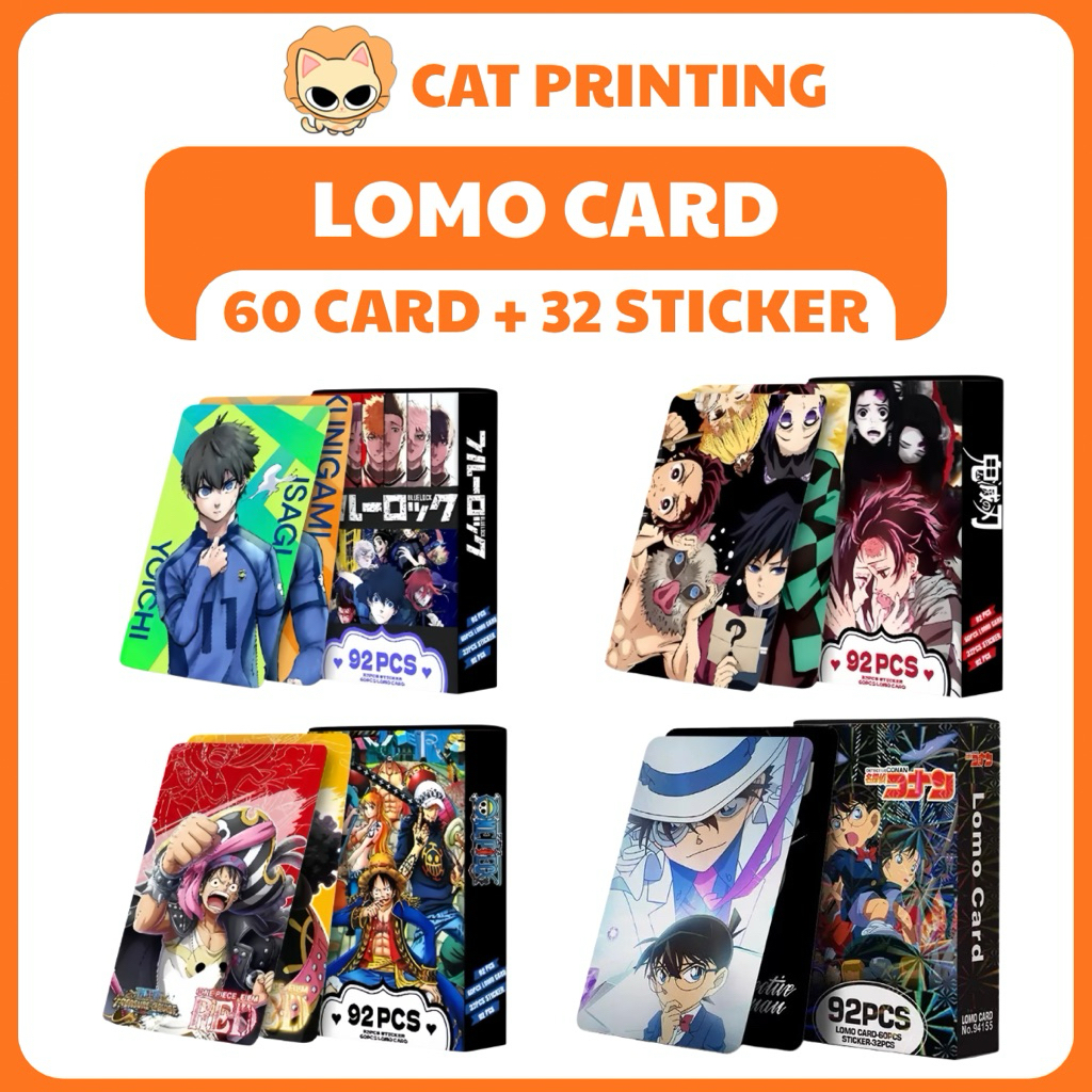 Bộ 60 Thẻ Lomo Card + 32 Sticker Anime HD Sắc Nét, Giấy Cứng, Phụ Kiện Anime Sưu Tầm