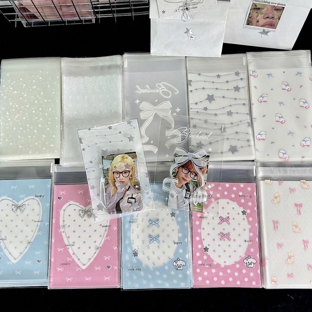 Sleeves Đựng Card Bo Góc Họa Tiết Nơ/Tim/Sao - Túi Bảo Vệ Photocard Kpop