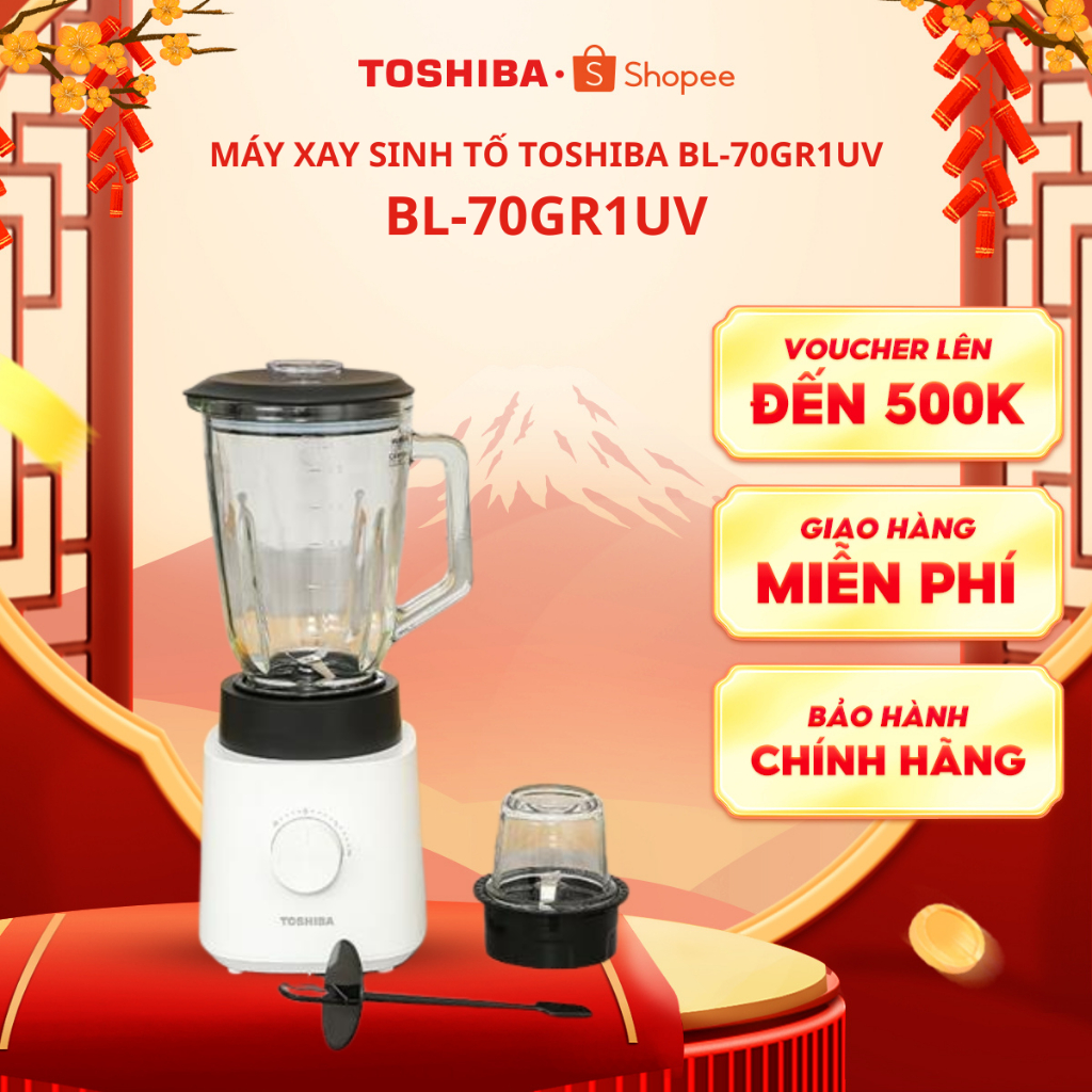 Máy xay sinh tố Toshiba màu trắng/ đen - BL-70GR1UV/BL-70GR2UV- 1.5 lít- lưỡi xay thép không ghỉ