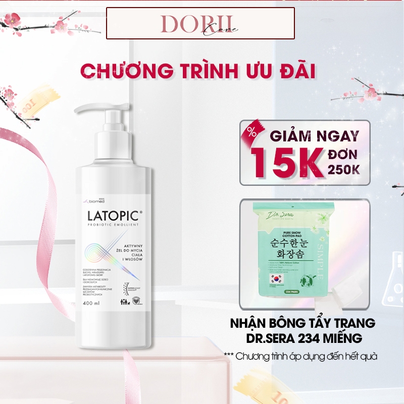 Latopic Gel tắm gội dành cho dạ dị ứng kích_ứng Latopic Body And Hair Wash Gel 400ml tặng BTT Dr.ser