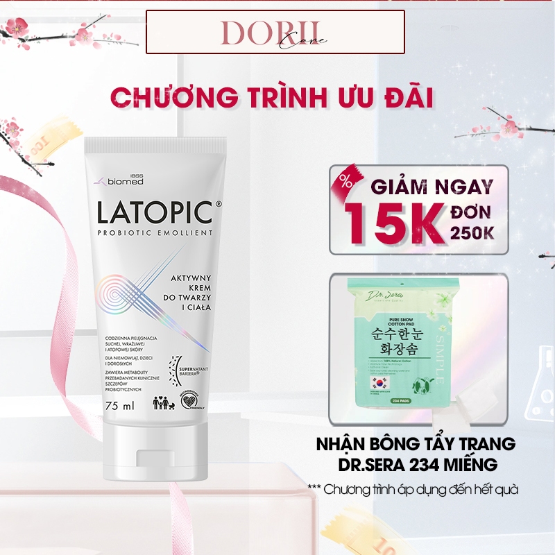 Latopic Kem dưỡng ẩm làm dịu cho da dị ứng, kích ứng Latopic Face And Body Cream 75ml tặng BTT Dr.se