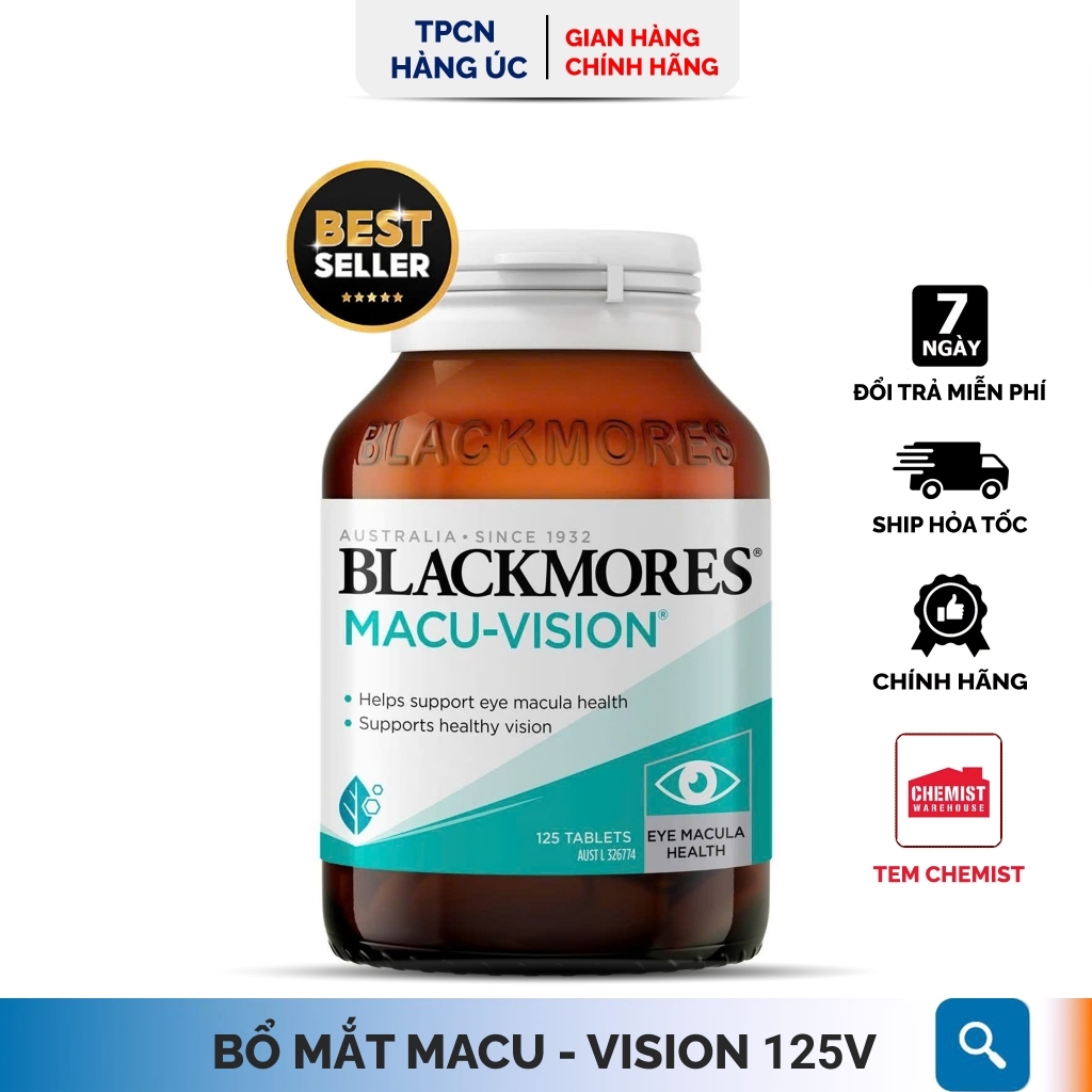Viên uống bổ mắt tăng cường thị lực Blackmores Macu Vision, Blackmores Lutein Defence chuẩn Úc hỗ tr