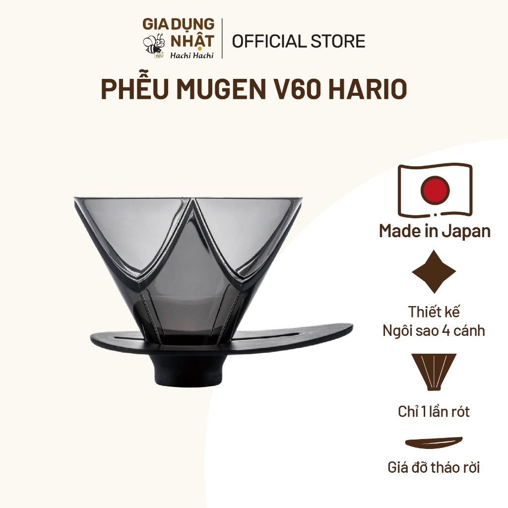 Phễu pha, lọc cà phê Mugen Hario  - Hachi Hachi Gia Dụng Nhật
