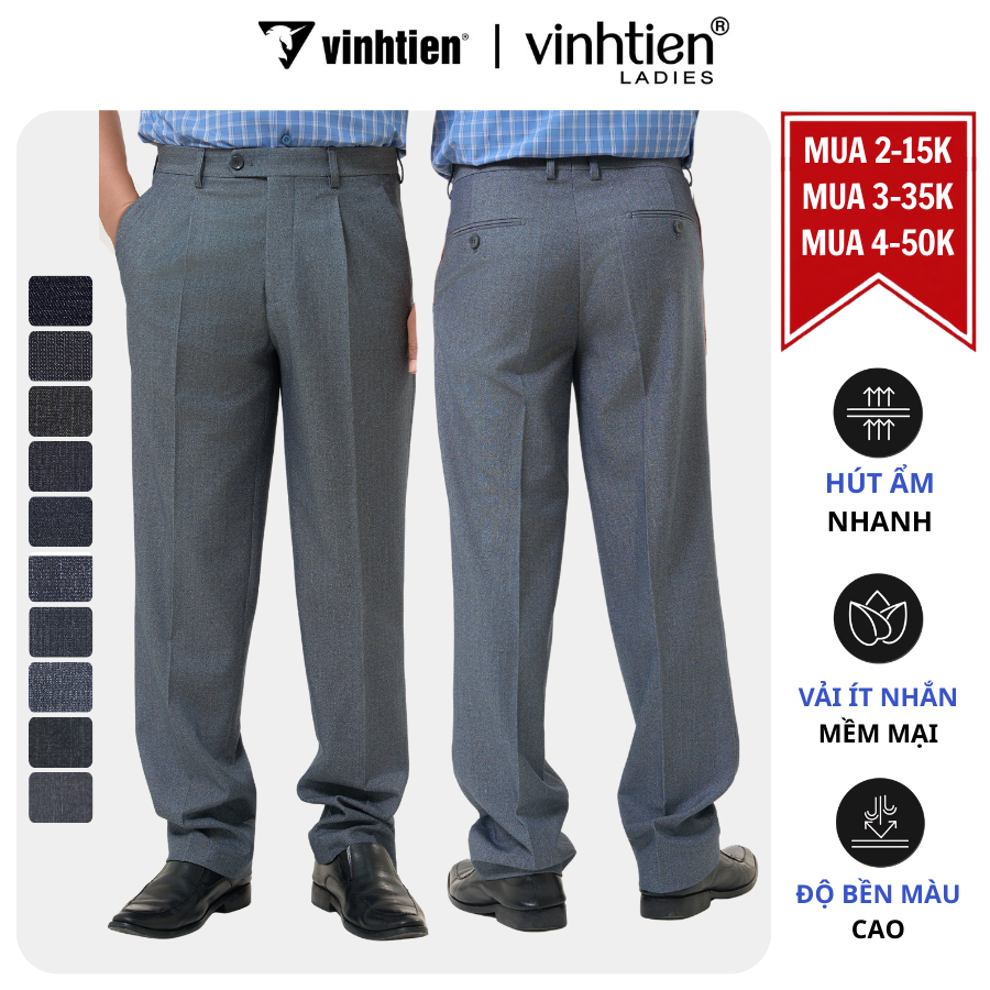 Quần Tây Nam Vĩnh Tiến 4512 Classic Dáng Trung 1 Ly Co Giãn Nhẹ, Giữ Form Chuẩn - GTB 599