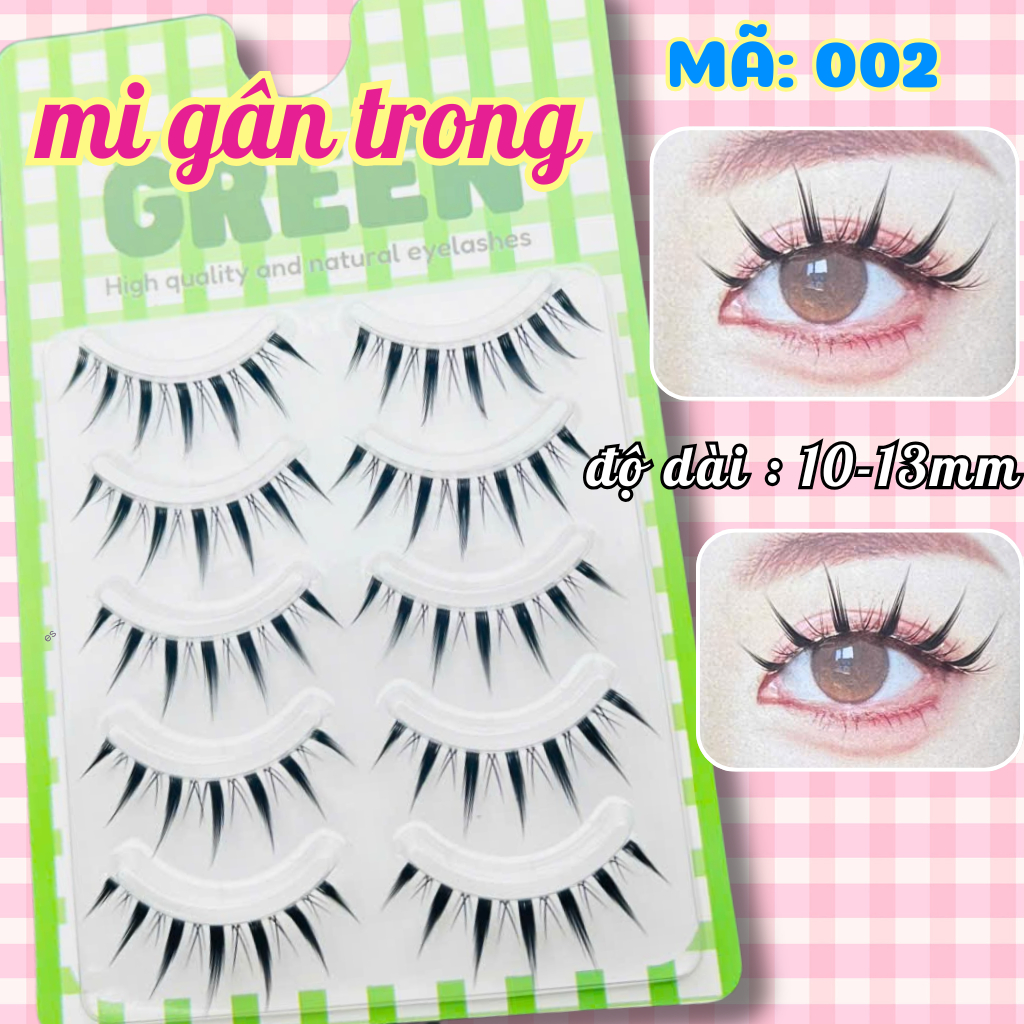 Lông Mi Giả Gân Trong Tự Nhiên 5 cặp Tái Sử Dụng Nhiều Lần GREEN Thuỷ Mi