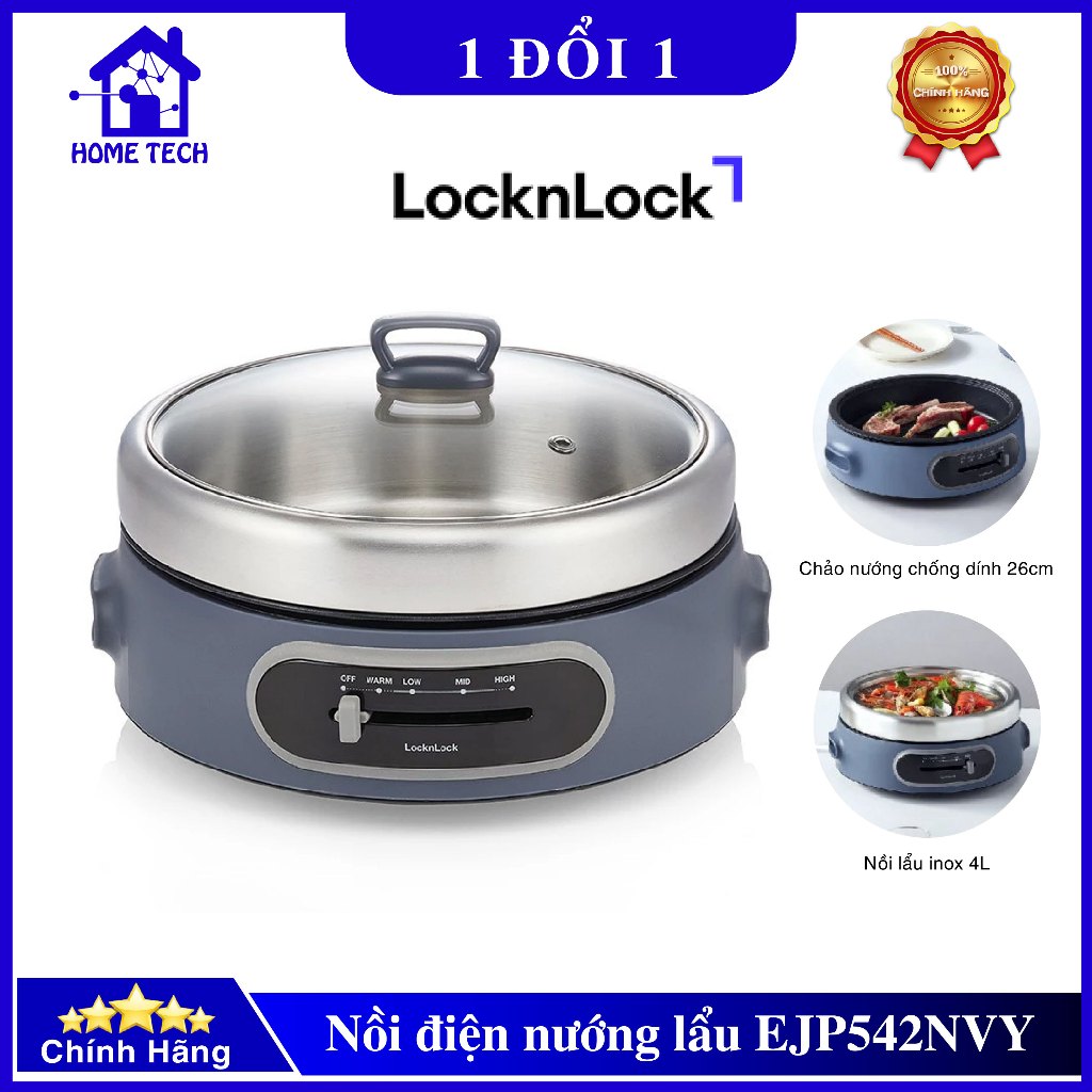 Nồi Điện Đa Năng Nướng Lẩu LocknLock Multi Cooker 1500W, Dung Tích 4L, 26cm, EJP542NVY