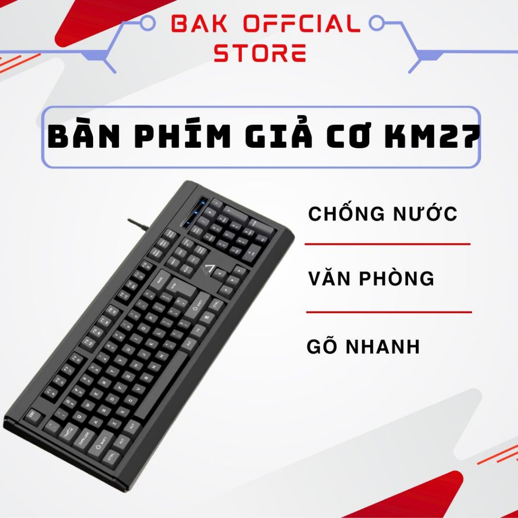Bàn phím máy tính có dây BAK KM27 gaming giả cơ phòng full size 104 key gõ nhanh BAK9