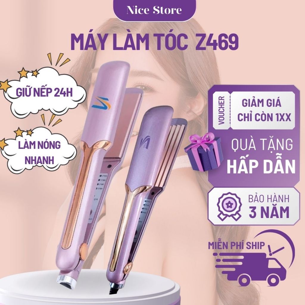 Máy ép tóc KEMEI KM-Z469, Máy làm tóc đa năng 4 mức chỉnh nhiệt, tiện lợi an toàn dễ sử dụng