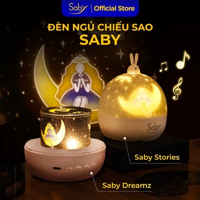 Đèn ngủ chiếu sao Saby hình công chúa mặt trăng phát nhạc loa bluetooth đèn chiếu trần 3D, pin sạc