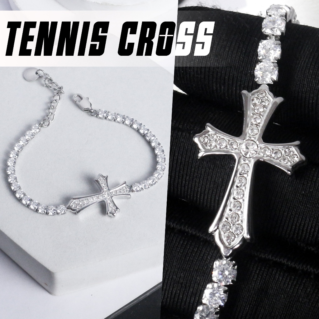 Vòng tay nam ODIN Tennis Cross-Freesize-Thép Titan đính đá CZ-Phong cách streetwear x elegant-Bảo hà