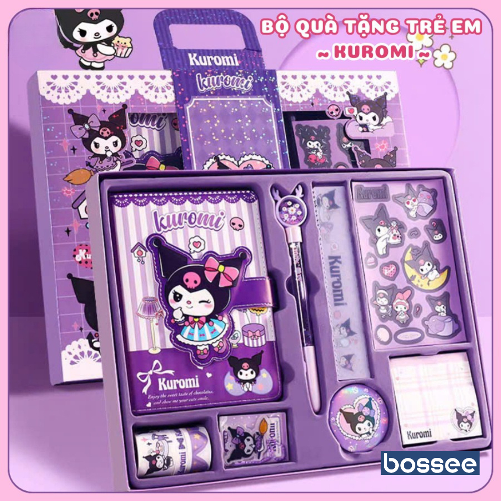 Set Phụ Kiện Học Tập Kuromi Dễ Thương, Bộ Dụng Cụ Học Tập Cho Bé, Set Văn Phòng Phẩm Kuromi