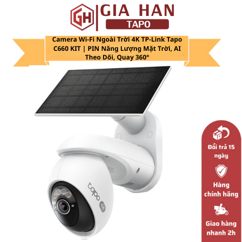 Camera An Ninh Wi-Fi Ngoài Trời 4K TP-Link Tapo C660 KIT | Năng Lượng Mặt Trời, AI Theo Dõi, 360°
