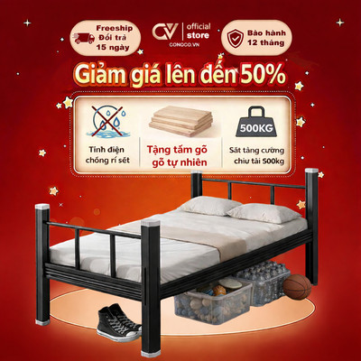 Giường Ngủ Sắt  Hiện Đại Giường Đơn Decor Phòng Trọ 90cm Khung Chắc Chắn Tải Trọng 500KG Giá Tốt