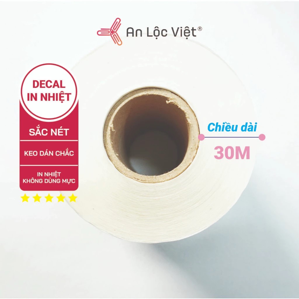 3 Cuộn GIẤY IN BILL CÓ KEO K80 (1 Cuộn dài 30m), decal nhiệt K80 dài liên tục dùng cho nhiều loại má