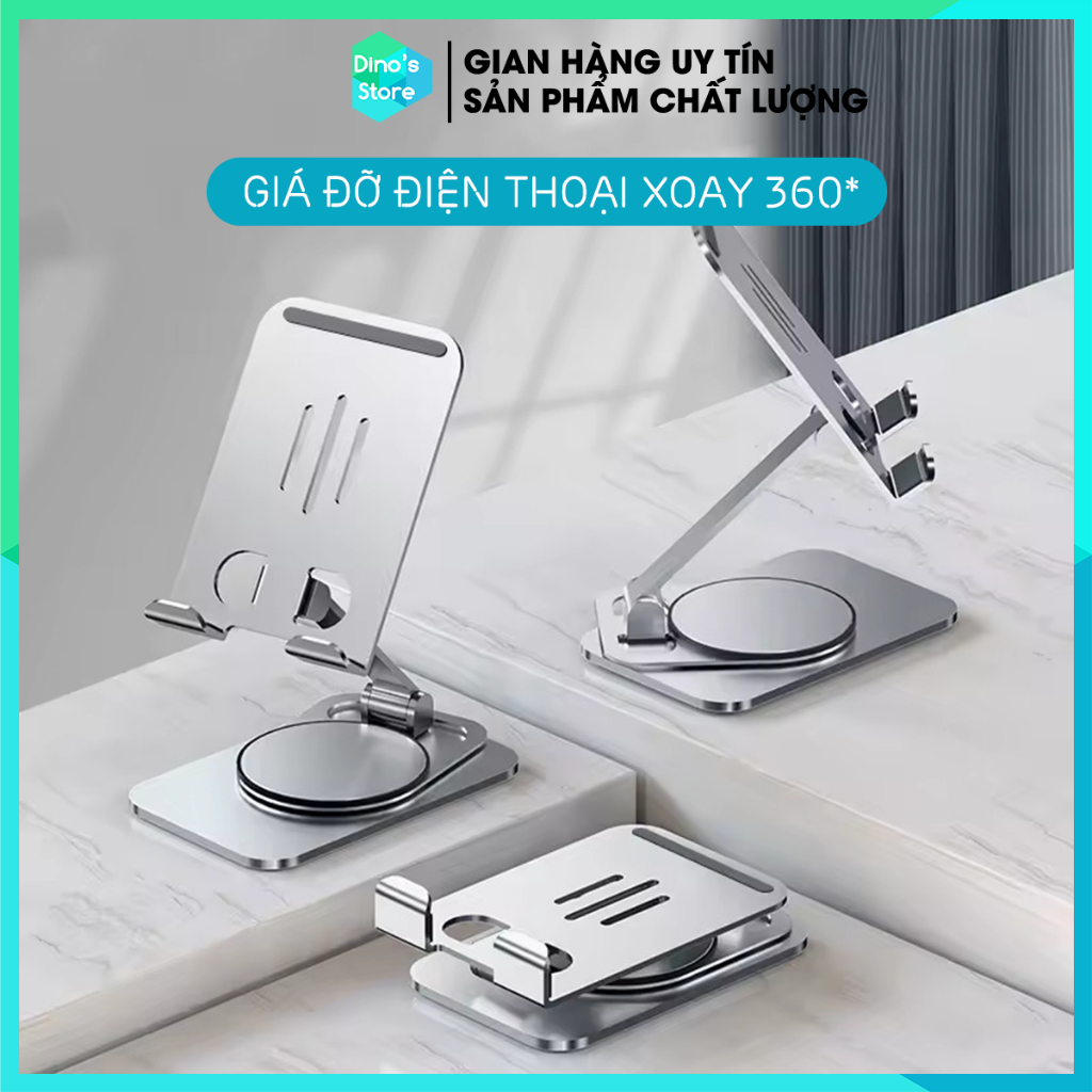 Giá đỡ điện thoại iPhone, giá kê máy tính bảng iPad chân xoay 360 độ gấp gọn tiện lợi