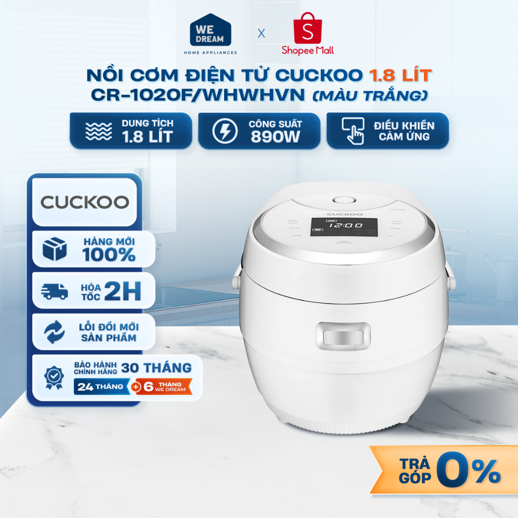 CR-1020F - Nồi Cơm Điện Tử Cuckoo 1.8L CR-1020F/WHWHVN - Hàng Chính Hãng, Mới 100%