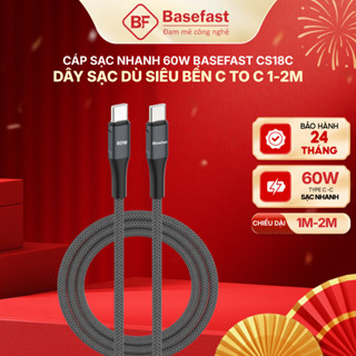 Cáp Sạc Nhanh 2 Đầu Type-C Basefast 60W Dài 1/2M Bện Dù Chống Gãy Cho 15/16/Android