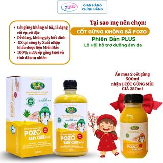 Nước tắm gừng Pozo cốt ép, không bã dùng tắm bé mùa đông chống cảm lạnh - Chai 500ml