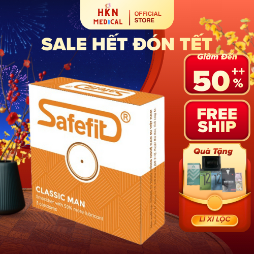 Bao cao su mỏng nhiều chất bôi trơn SafeFit Smooth 3 chiếc