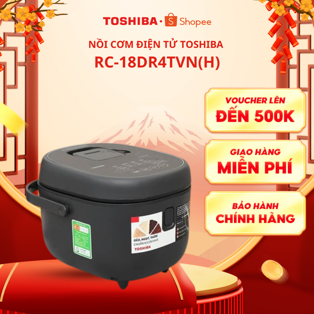 Nồi cơm điện tử Toshiba RC-18DR4TVN(H)/RC-18DR4TVN(W) -1,8L- 8 chương trình nấu tự động