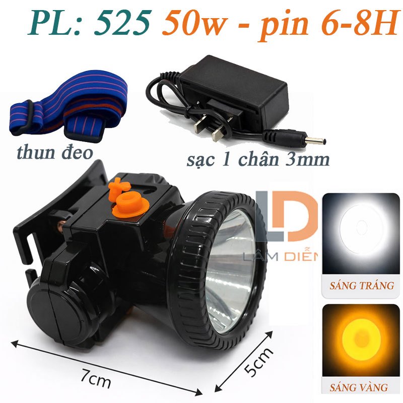 Đèn pin đội đầu siêu sáng loại tốt cầm pin 6-8h kèm sạc và thun đeo full bộ