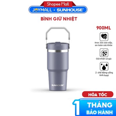 Bình Giữ Nhiệt Sunhouse City Drive KS-TU900CP 900ml, Hàng Chính Hãng, Inox 304 An Toàn - JoyMall