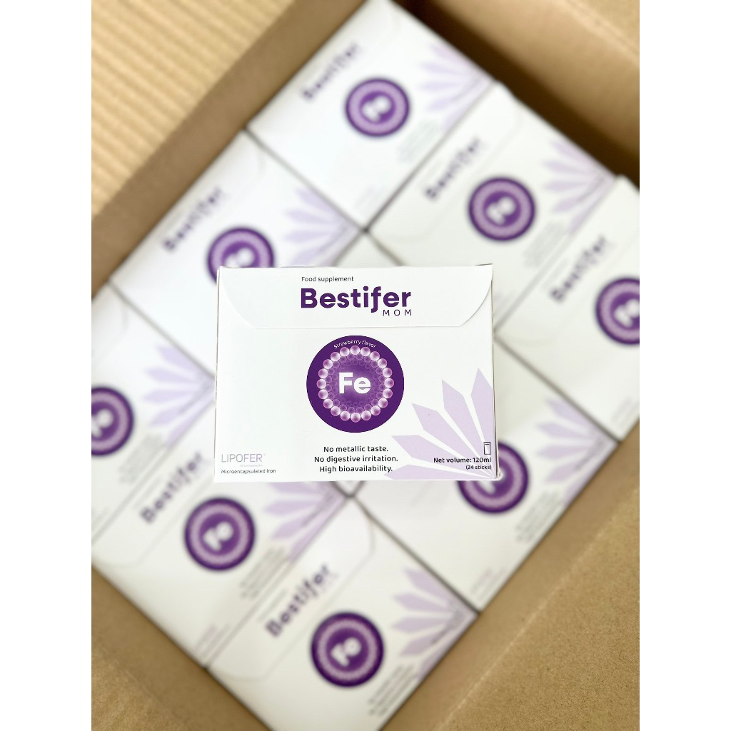 Sắt nước Bestifer Mom (Hộp 24 gói) cho mẹ bầu, vị không tanh , không gây táo bón.