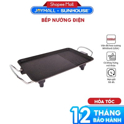 Bếp Nướng Điện Sunhouse HTD4606, Hàng Chính Hãng, Mặt Chống Dính, ĐIều Chỉnh Núm Xoay- JoyMall