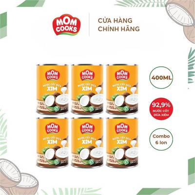 Combo 6 lon Nước Cốt Dừa Mom Cooks 400ml/lon