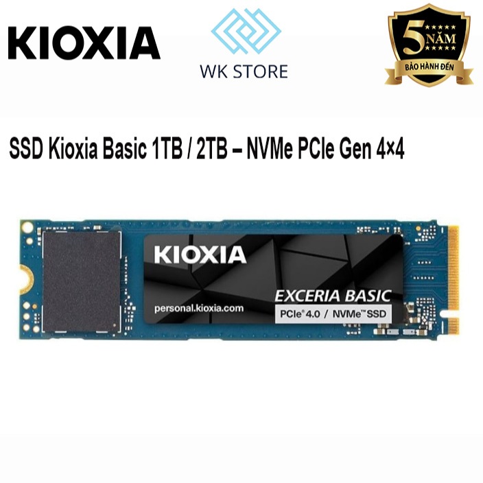 Ổ Cứng SSD Kioxia Exceria Basic 1TB / 2TB – NVMe PCIe Gen 4×4 Mới, Bảo Hành 60 Tháng