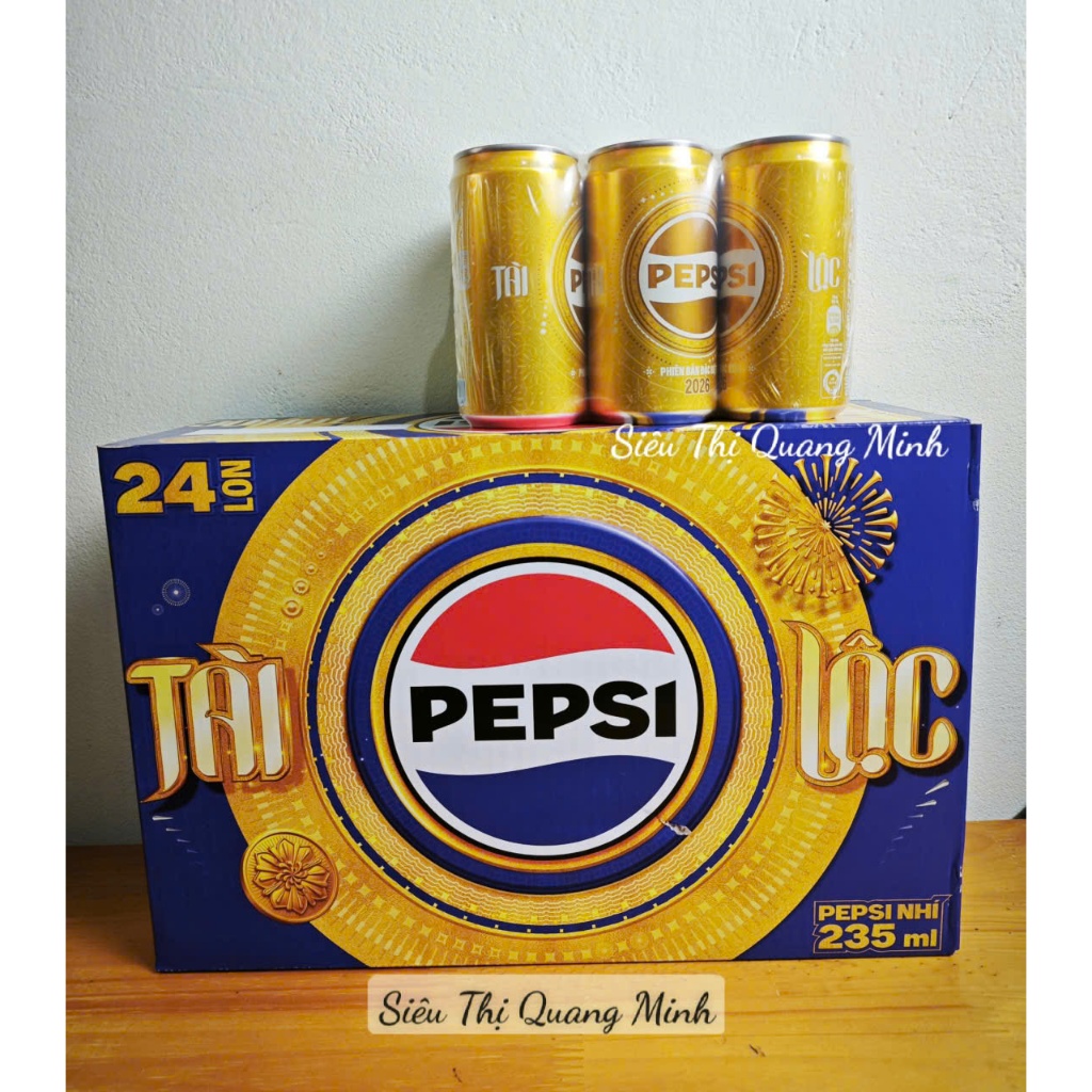 Thùng 24 Lon Pepsi Vàng Tết Tài Lộc 235ml