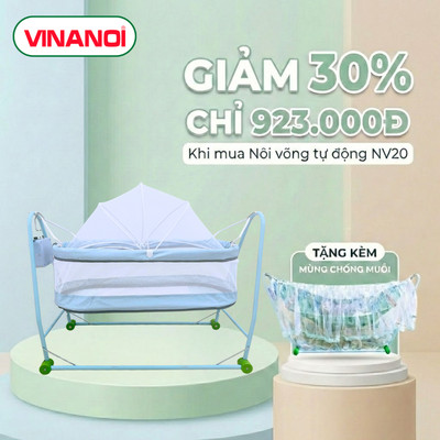 Nôi Võng Tự Động Cho Bé 2 Trong 1 Vinanoi NV20X Lòng Nôi Màu Xanh
