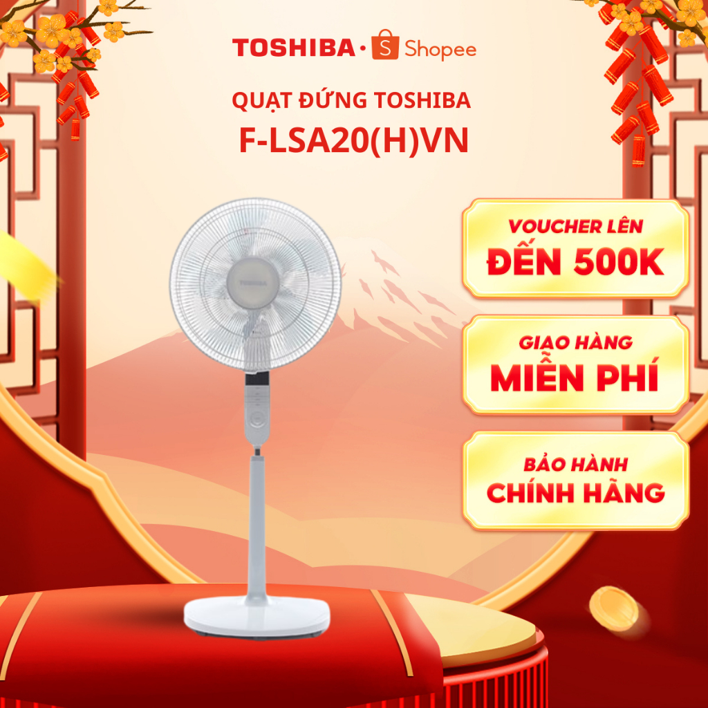 Quạt điện đứng Toshiba F-LSA20(W)VN/F-LSA20(H)VN- Trắng/ Xám-Bảo hành 12 tháng.