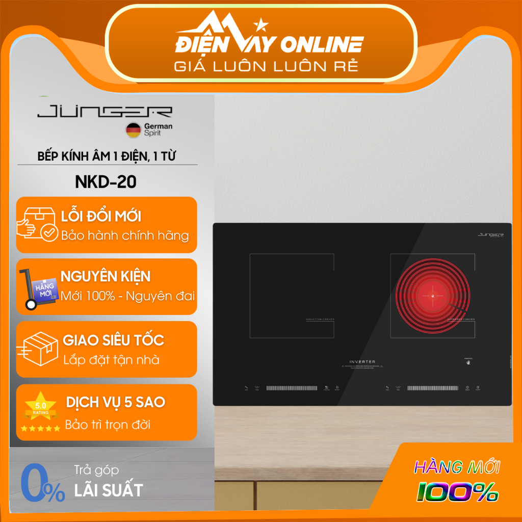[CHÍNH HÃNG] Bếp đôi điện từ hồng ngoại Junger JG NKD-20 - 4200W - Không kén nồi -Bảo Hành 36 Tháng