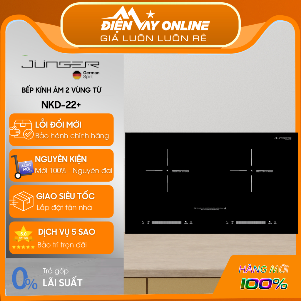 [TẶNG BỘ NỒI CWJ-070] Bếp từ đôi JUNGER NKD-22+ 4400W - Chính hãng - bảo hành 36 tháng