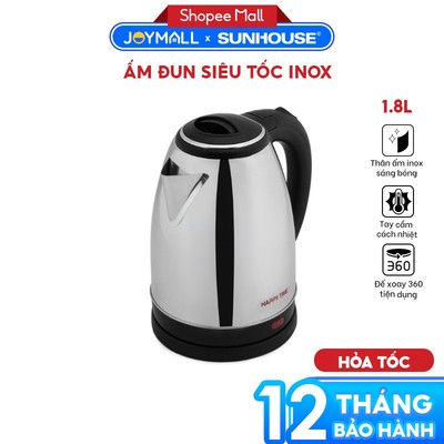 Ấm Đun Siêu Tốc Sunhouse Happy Time HTD1081 1.8L, Hàng Chính Hãng, Bảo Hành 12 Tháng -JoyMall