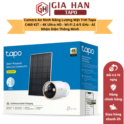 Camera WiFi Ngoài Trời TP-Link Tapo C460 KIT Năng Lượng Mặt Trời, Chất Lượng 4K AI Nhận Diện Thông M