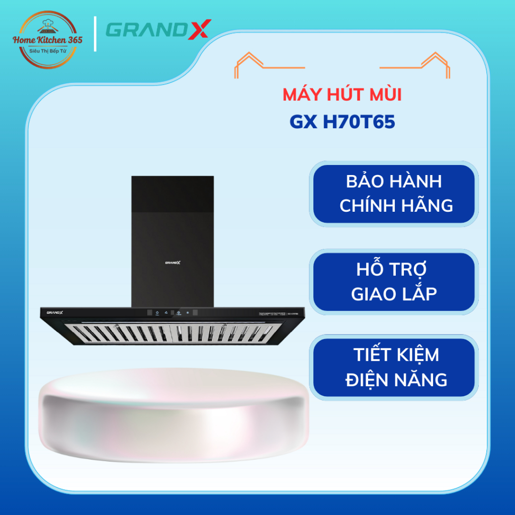 Máy Hút Mùi GrandX GX H70T65 | Máy hút mùi 70cm kính cong GrandX